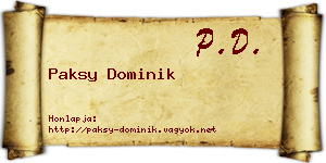 Paksy Dominik névjegykártya